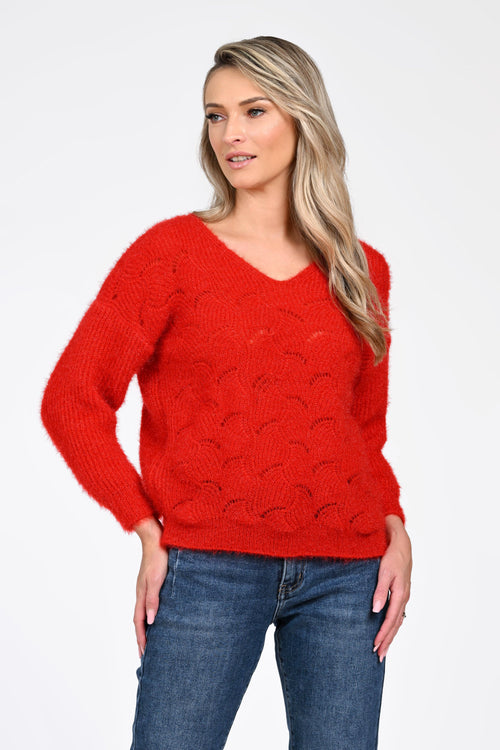 Puloverul dama rosu Karina Natalee Fashion