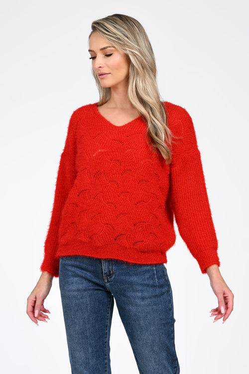 Puloverul dama rosu Karina Natalee Fashion