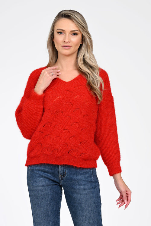 Puloverul dama rosu Karina Natalee Fashion