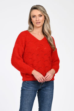 Puloverul dama rosu Karina Natalee Fashion