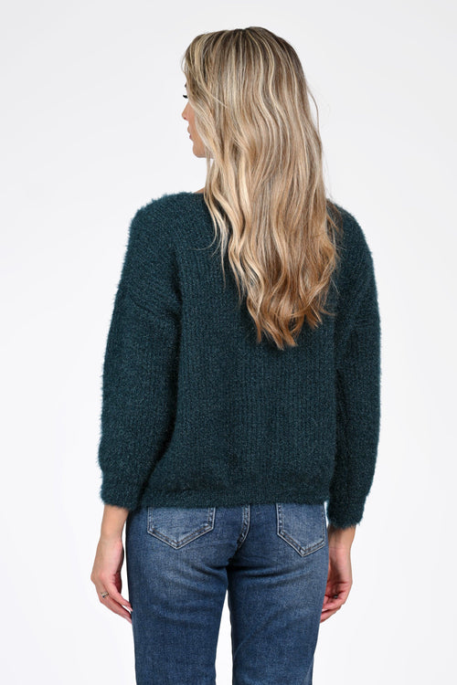 Puloverul dama verde inchis Thea Natalee Fashion