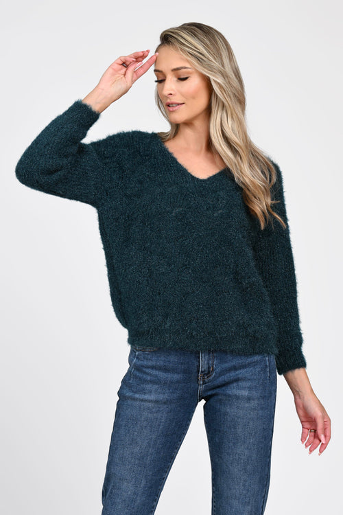 Puloverul dama verde inchis Thea Natalee Fashion