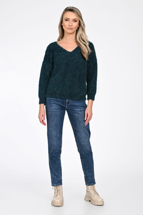 Puloverul dama verde inchis Thea Natalee Fashion