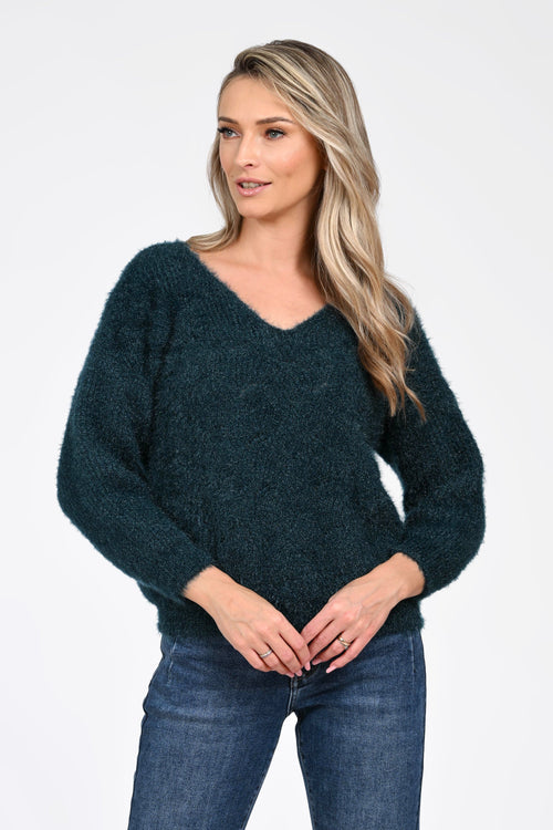 Puloverul dama verde inchis Thea Natalee Fashion