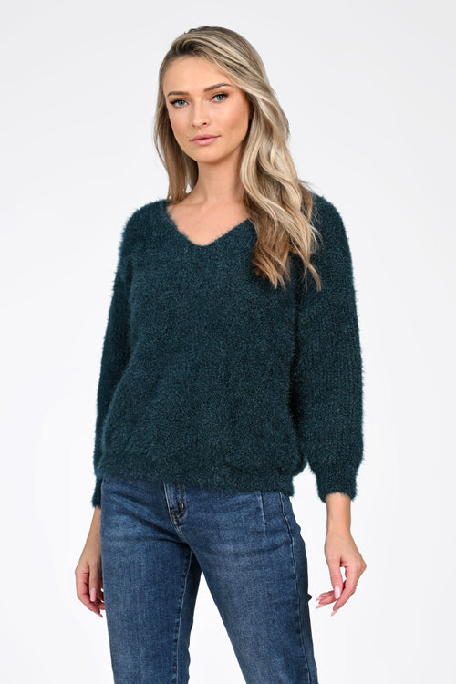 Puloverul dama verde inchis Thea Natalee Fashion