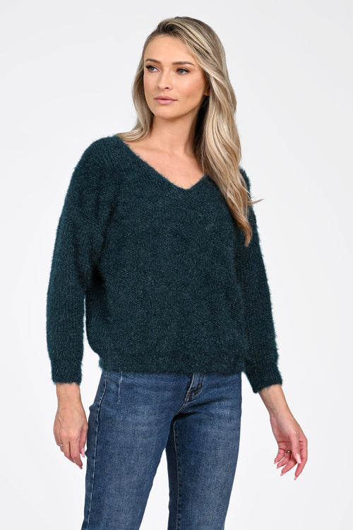 Puloverul dama verde inchis Thea Natalee Fashion