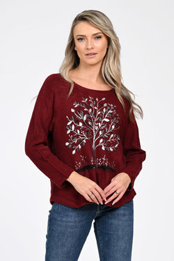 Puloverul damă vișiniu Adriana Natalee Fashion