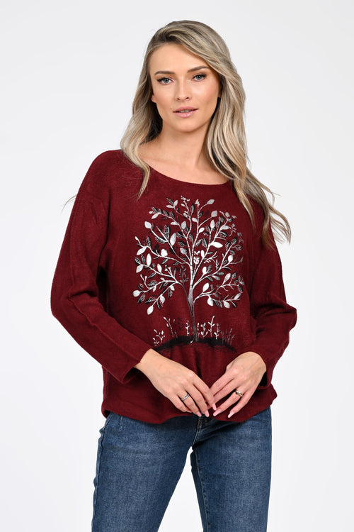 Puloverul damă vișiniu Adriana Natalee Fashion