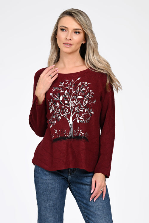 Puloverul damă vișiniu Adriana Natalee Fashion