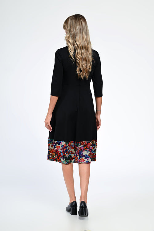 Rochia damă neagră cu imprimeu floral Iris Natalee Fashion
