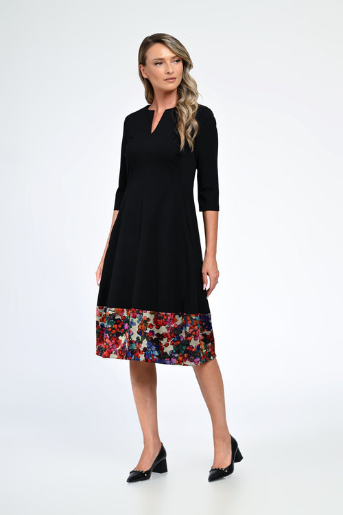 Rochia damă neagră cu imprimeu floral Iris Natalee Fashion