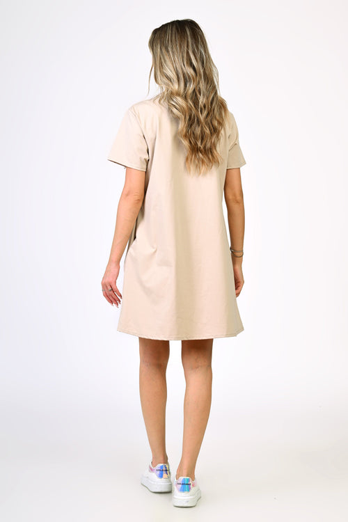 Rochie bej casual cu fundă – model Elisa Natalee