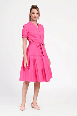 Rochie damă bumbac roz fucsia Alessia Natalee Fashion