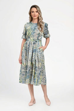 Rochie damă cu imprimeu abstract și cordon Sorina Natalee