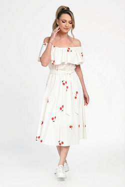 Rochie damă din bumbac cu imprimeu cireșe  Alina Natalee Fashion