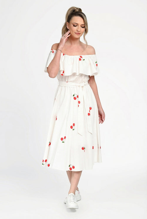 Rochie damă din bumbac cu imprimeu cireșe  Alina Natalee Fashion