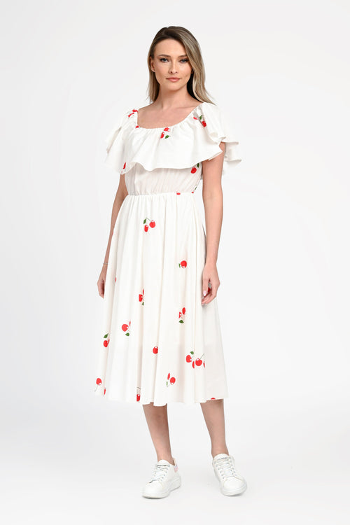 Rochie damă din bumbac cu imprimeu cireșe  Alina Natalee Fashion