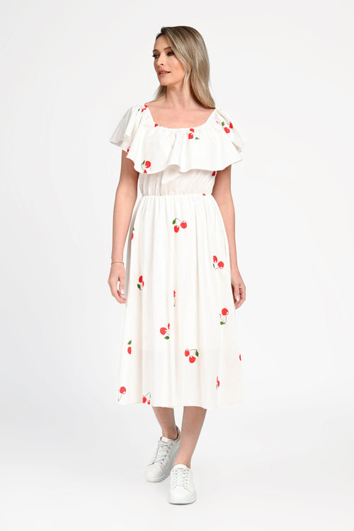 Rochie damă din bumbac cu imprimeu cireșe  Alina Natalee Fashion