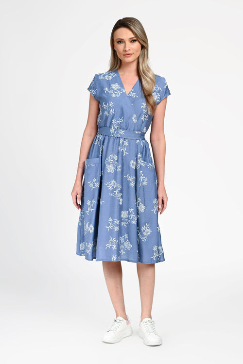 Rochie damă din bumbac cu imprimeu floral și decolteu în V Carmen Natalee Fashion