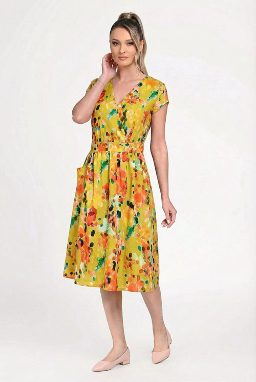 Rochie damă din IN si viscoză cu imprimeu floral multicolor – “Irina” Natalee Fashion