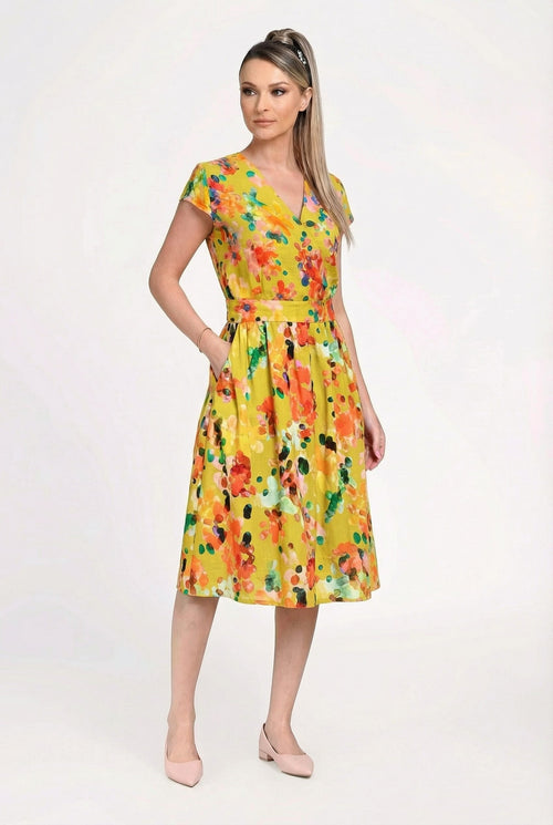 Rochie damă din IN si viscoză cu imprimeu floral multicolor – “Irina” Natalee Fashion