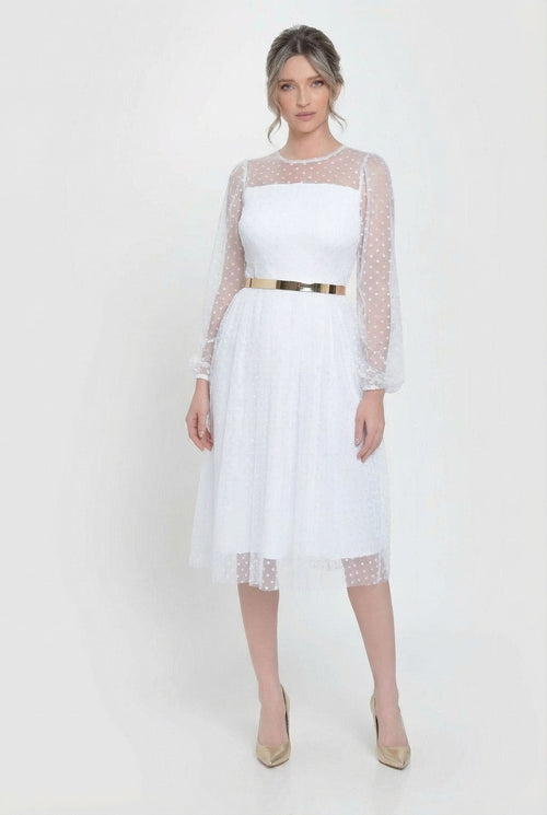 Rochie dama eleganta tulle cu buline albe Dina Natalee Fashion