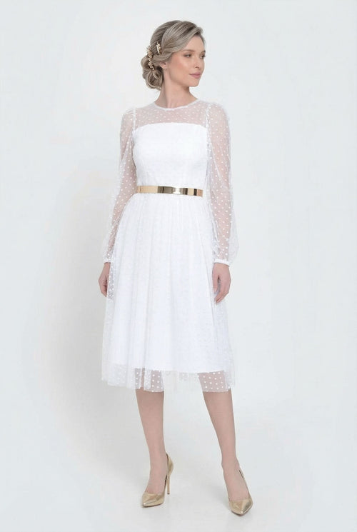 Rochie dama eleganta tulle cu buline albe Dina Natalee Fashion