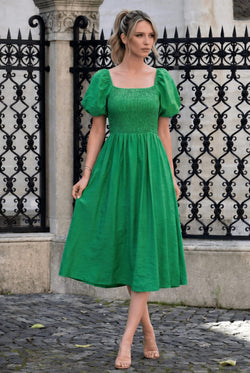 Rochie damă verde midi Selena Natalee Fashion