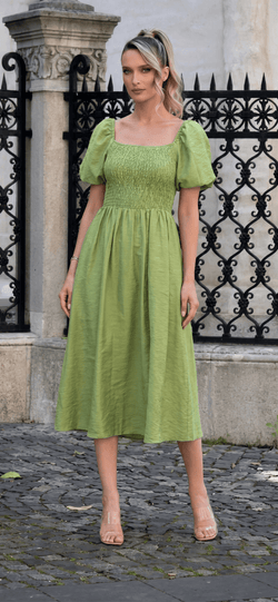 Rochie damă verde olive midi Selena Natalee Fashion