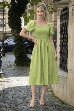 Rochie damă verde olive midi Selena Natalee Fashion