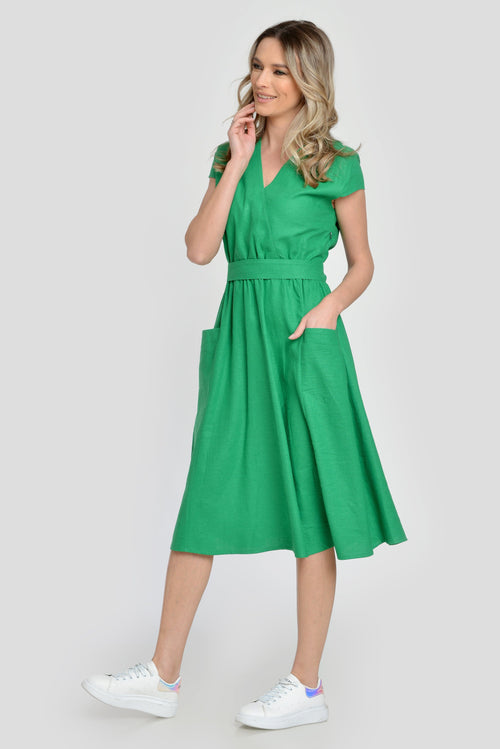 Natalee Fashion Rochie Rochie din in casual verde  Chanter