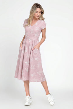 Rochie elegantă din 100% viscoză roz pudrat Emilia Natalee
