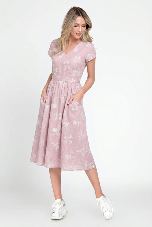 Rochie elegantă din 100% viscoză roz pudrat Emilia Natalee