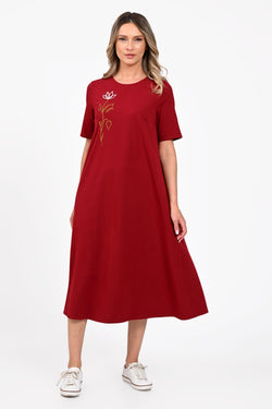 Rochie Eranthe A-line midi burgundy Eranthe
