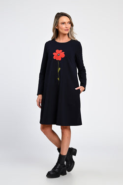 Rochie Eranthe bleumarin cu pictura manuala Eranthe