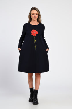 Rochie Eranthe bleumarin cu pictura manuala Eranthe