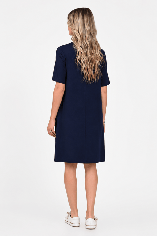 Rochie Eranthe bleumarin cu pictura manuala Eranthe