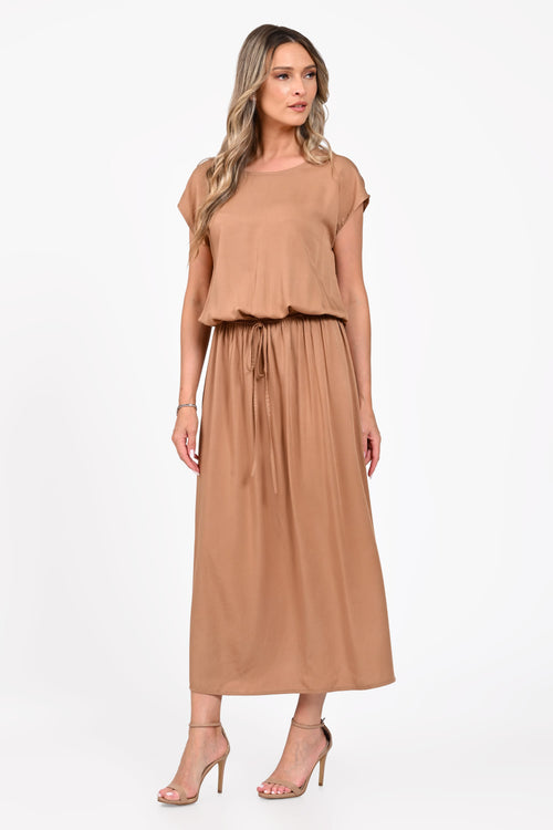 Rochie Eranthe midi camel Eranthe