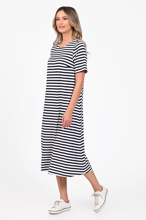 Rochie Eranthe midi cu imprimeu in dungi Eranthe
