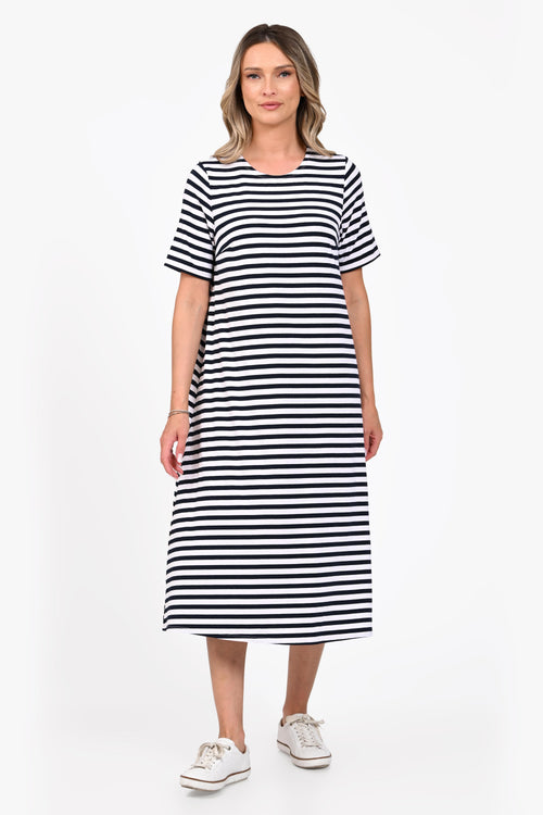 Rochie Eranthe midi cu imprimeu in dungi Eranthe