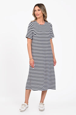 Rochie Eranthe midi cu imprimeu in dungi Eranthe