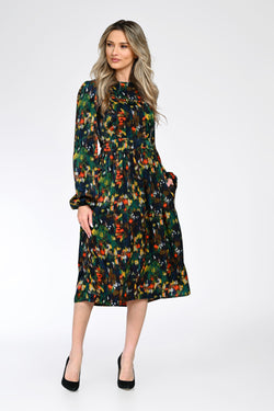 Rochie midi dama cu imprimeu abstract – Elena Natalee