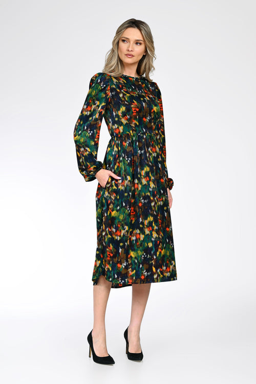 Rochie midi dama cu imprimeu abstract – Elena Natalee