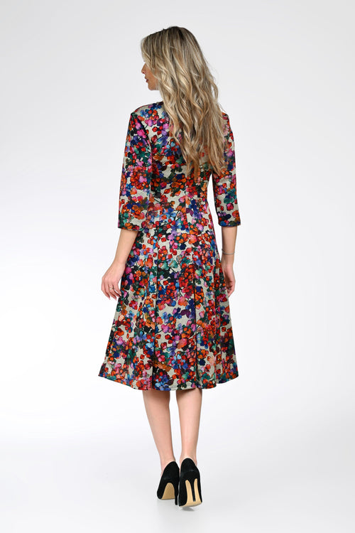 Rochie midi damă cu imprimeu floral – Sofia Natalee