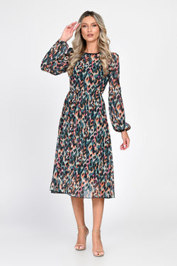 Rochie midi multicolor imprimată Sabrina Natalee