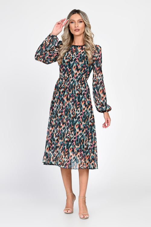Rochie midi multicolor imprimată Sabrina Natalee