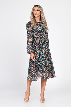 Rochie midi multicolor imprimată Sabrina Natalee