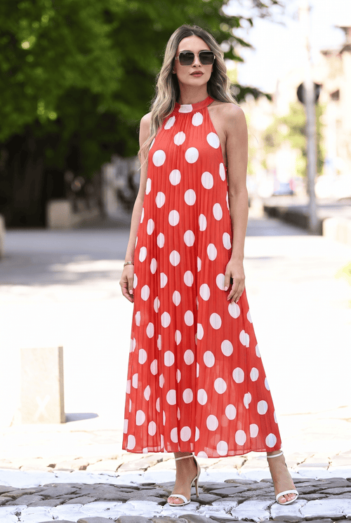 Rochie plisată cu buline Serena Natalee