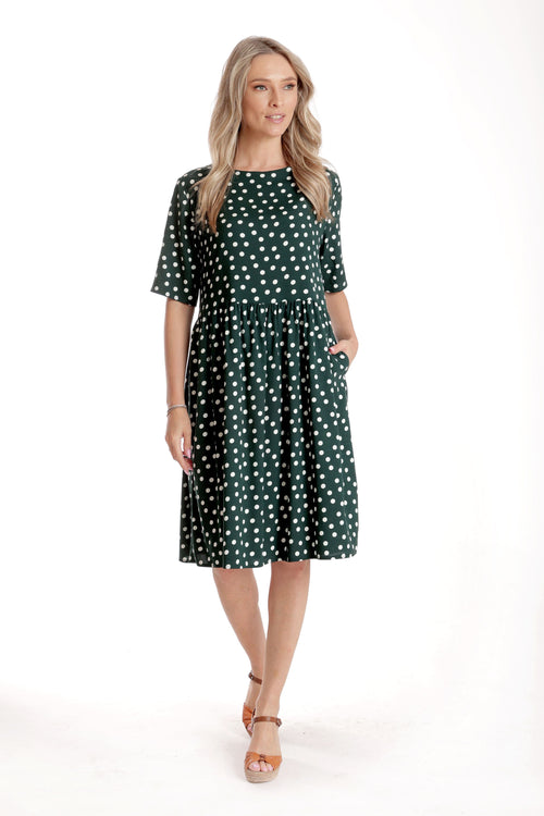 Eranthe Rochie Rochie verde  cu buline Tora