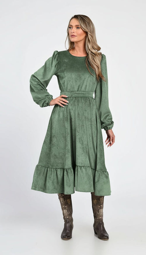 Rochie verde din raiat Sofia Natalee